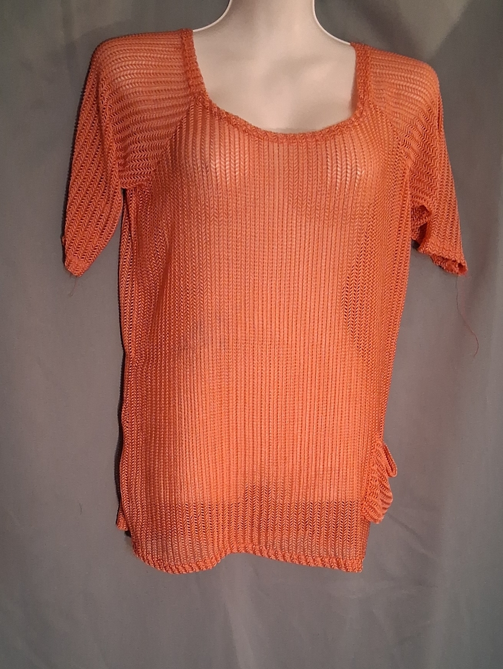 Lightweight Orange Knit Scoop Neck Top